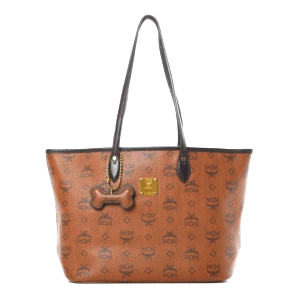 MCM Visetos Dog Bone Shopper Tote Brown